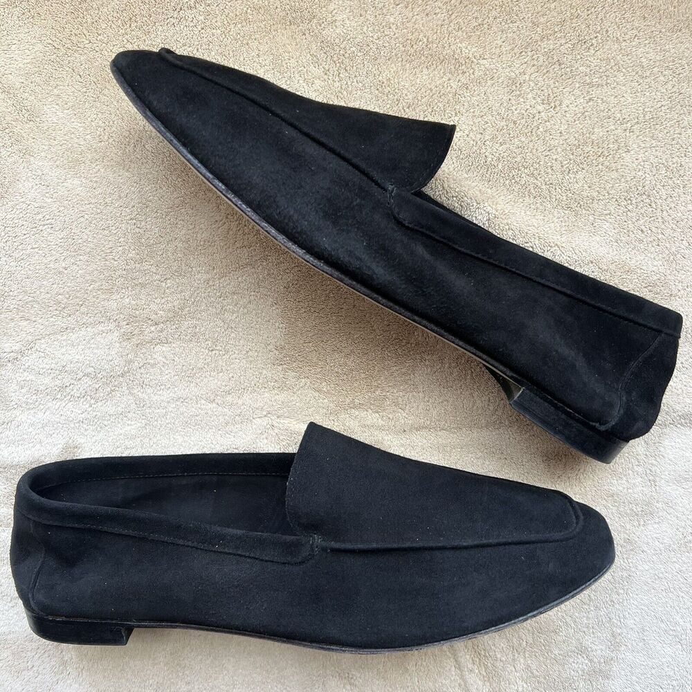 Andrea Carrano Black Suede Italian Flat Slip On Loafers Womens EU 41 US 9.5 - 10